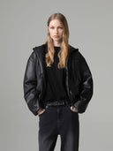 GIUBBINO BOMBER IN ECOPELLE CON PERSONALIZZAZIONE LOGO LATO CUORE