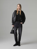 GIUBBINO BOMBER IN ECOPELLE CON PERSONALIZZAZIONE LOGO LATO CUORE