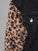 GIUBBINO IN DENIM CON MANICHE IN ECOFUR E PERSONALIZZAZIONE LOGO SUL RETRO