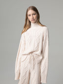 PULLOVER CON MOTIVO A TRECCIA E COLLO ALTO