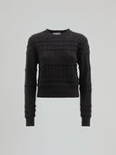 PULLOVER CON MOTIVO A TRECCIA E PENDAGLIO LOGATO SUL RETRO