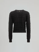 PULLOVER CON MOTIVO A TRECCIA E PENDAGLIO LOGATO SUL RETRO