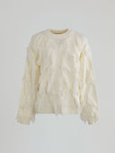 Pullover paricollo a rombi con pendaglio logato sul retro