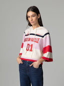 PULLOVER CROP CON CAPPUCCIO CON PERSONALIZZAZIONI LOGO
