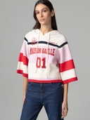 PULLOVER CROP CON CAPPUCCIO CON PERSONALIZZAZIONI LOGO