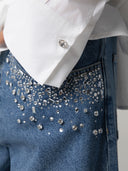 JEANS BOY FIT CON APPLICAZIONI STRASS SUL DAVANTI