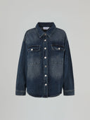 CAMICIA OVER IN DENIM CON BOTTONI LOGATI