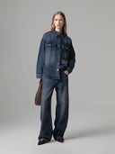 CAMICIA OVER IN DENIM CON BOTTONI LOGATI
