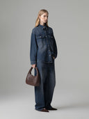 CAMICIA OVER IN DENIM CON BOTTONI LOGATI