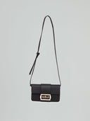 Mini shoulder strap metal logo saffiano