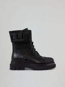 BOOTS ALLACCIATO CON LOGO STAMPATO E INSERTI COCCO