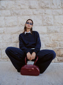 Long sleeve crew neck sweatshirt with embossed logo
