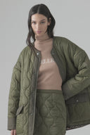 Oversized quilted down jacket with logo customization on the back