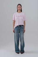 Half-sleeve crew-neck T-shirt with embroidery