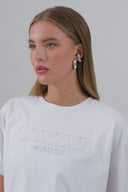 T-shirt paricollo mezza manica in jersey