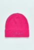 CAPPELLO BEANIE IN LANA ANGORA CON RICAMO FUCSIA