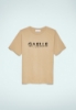 T SHIRT IN JERSEY GIROCOLLO MEZZA MANICA CON LOGO BEIGE