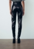 LEGGINGS IN VINILE CON TORCHON IN VITA E FLAG NERO