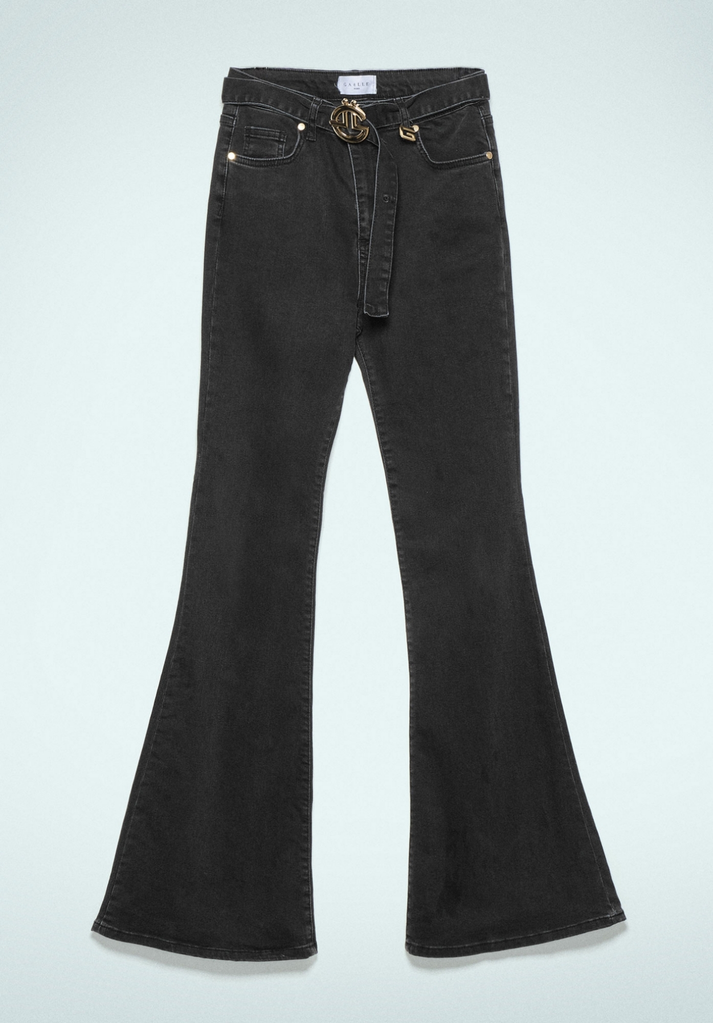 Jeans A Zampa In Denim Nero