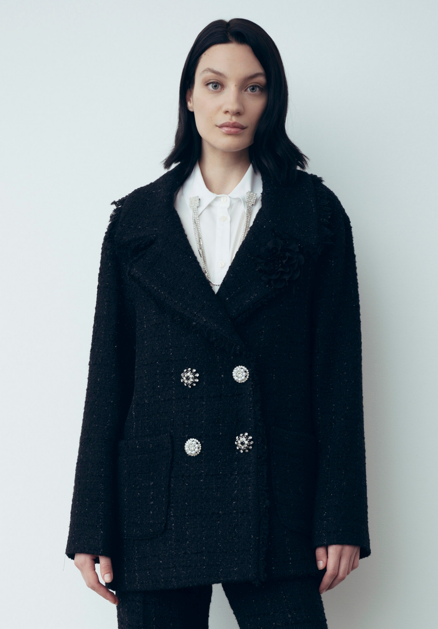 Peacoat In Boucle' Nero