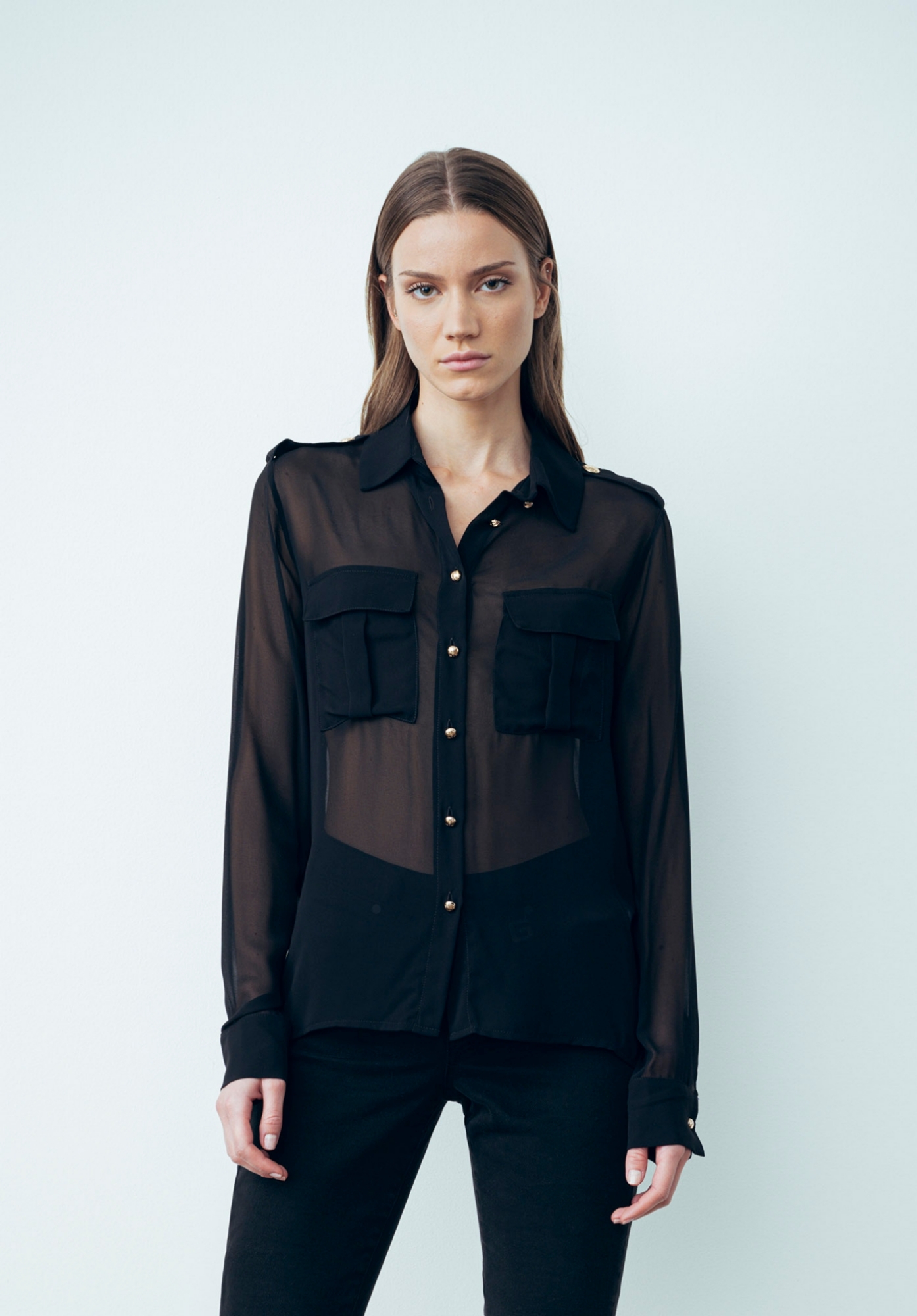 Camicia In Chiffon Nero