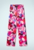 Pantalone Dritto In Raso Multicolor Fuxia