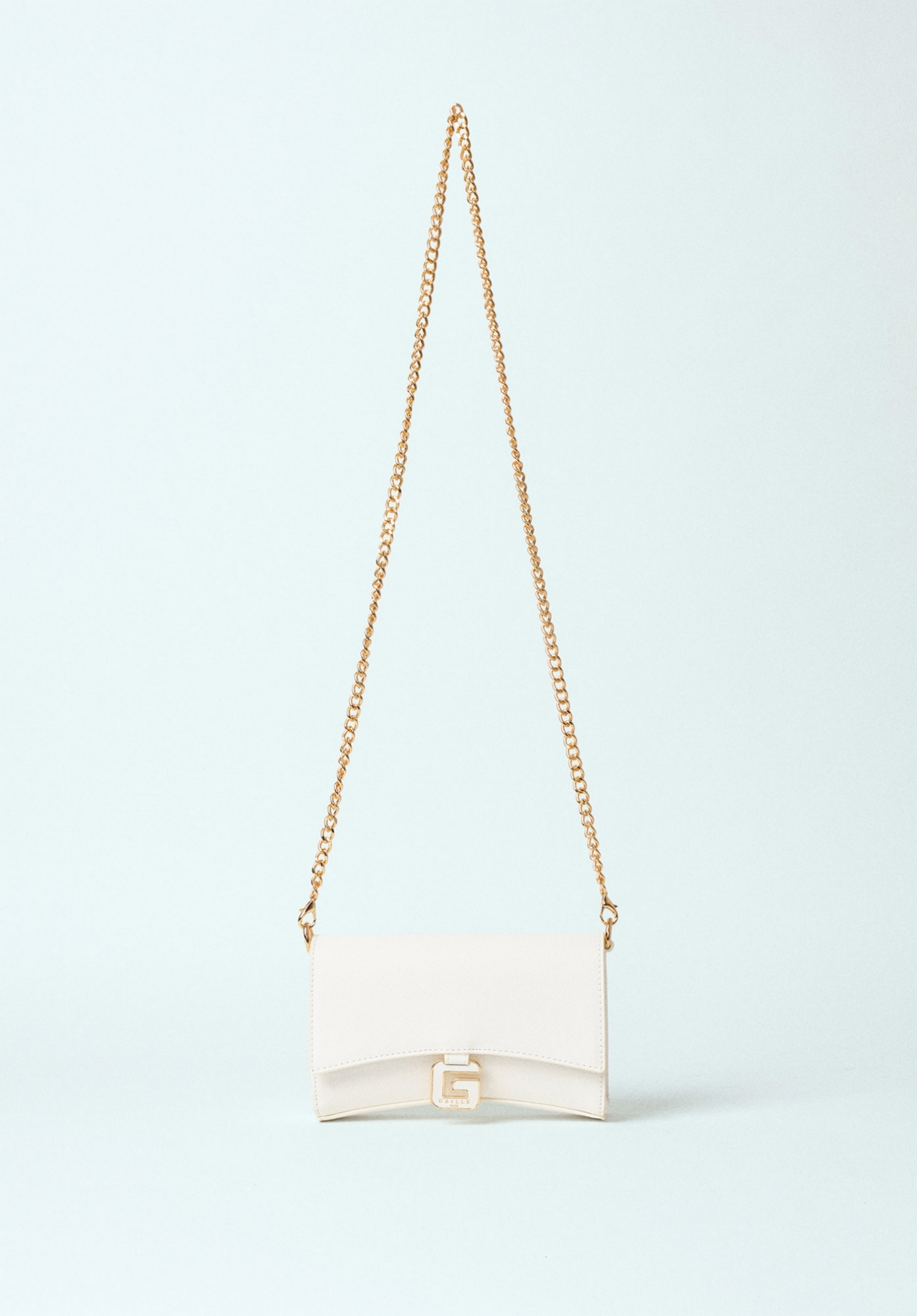 Mini Shoulder Strap In Saffiano Bianco