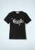 T-SHIRT PARICOLLO CON STAMPA NERA CON STRASS CRYSTAL