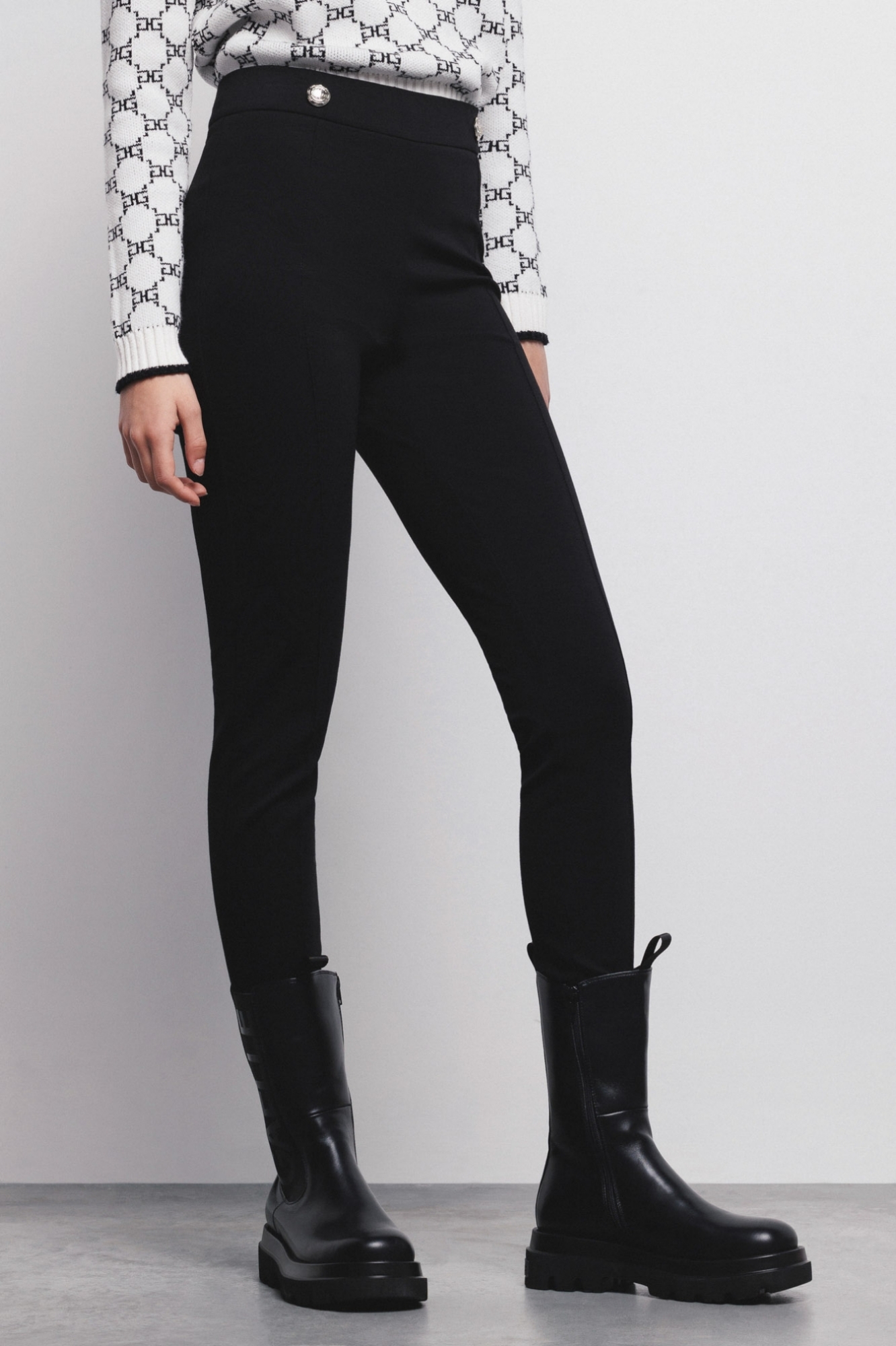 Leggings Con Bottoni Nero