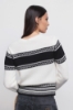 Pullover Girocollo Manica Lunga Offwhite-Nero