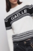 Pullover Girocollo Manica Lunga Offwhite-Nero