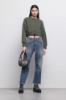 Felpa Cropped Paricollo Verde Militare