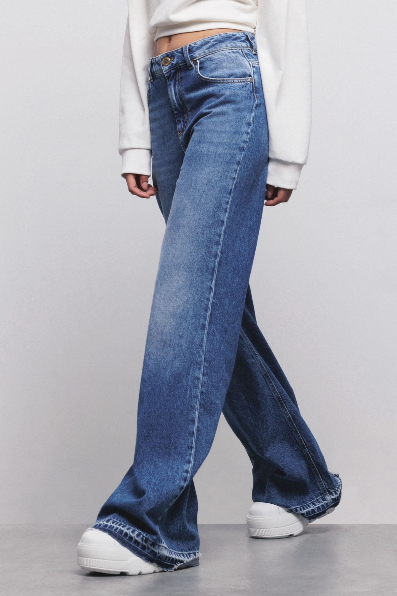 Jeans A Palazzo In Denim Blu