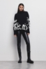 Pullover Collo Alto Fantasia Allover Nero Offwhite