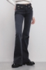 Jeans Flare Con Bottoni Denim Nero