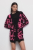 Cardigan Fantasia Allover Fucsia/Nero