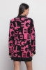 Cardigan Fantasia Allover Fucsia/Nero