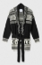 Cardigan Con Frange Nero-Offwhite