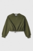 Felpa Cropped Paricollo Verde Militare