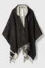 Poncho Con Cappuccio Nero Offwhite