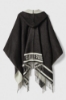 Poncho Con Cappuccio Nero Offwhite