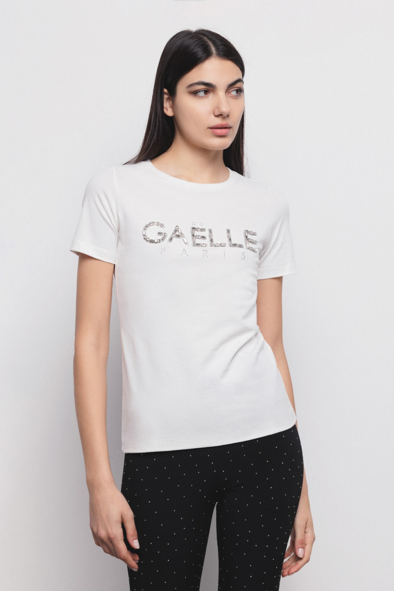 T-Shirt Paricollo Mezza Manica In Bielastico Off White