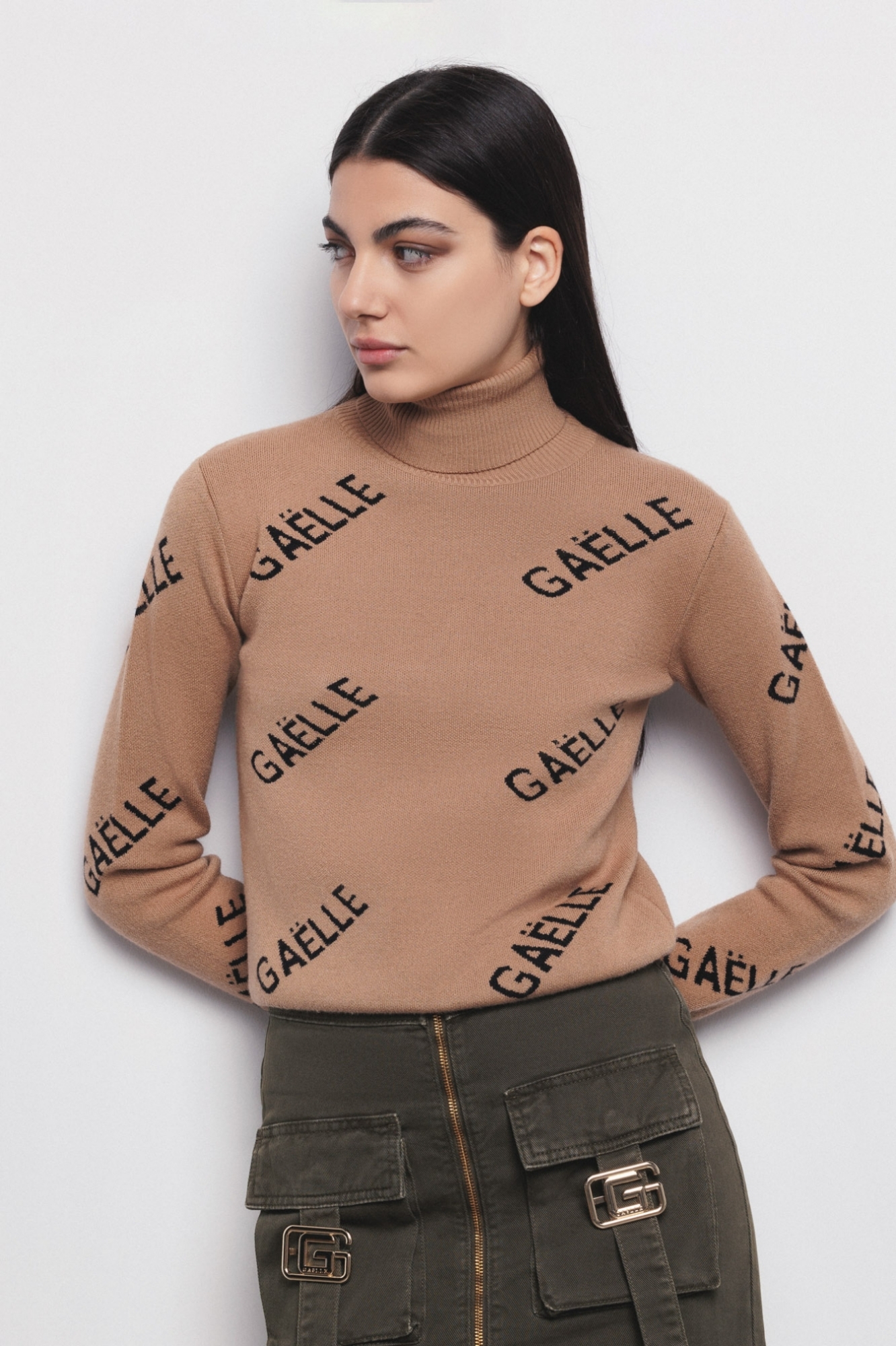 Camel ribbed turtleneck hotsell