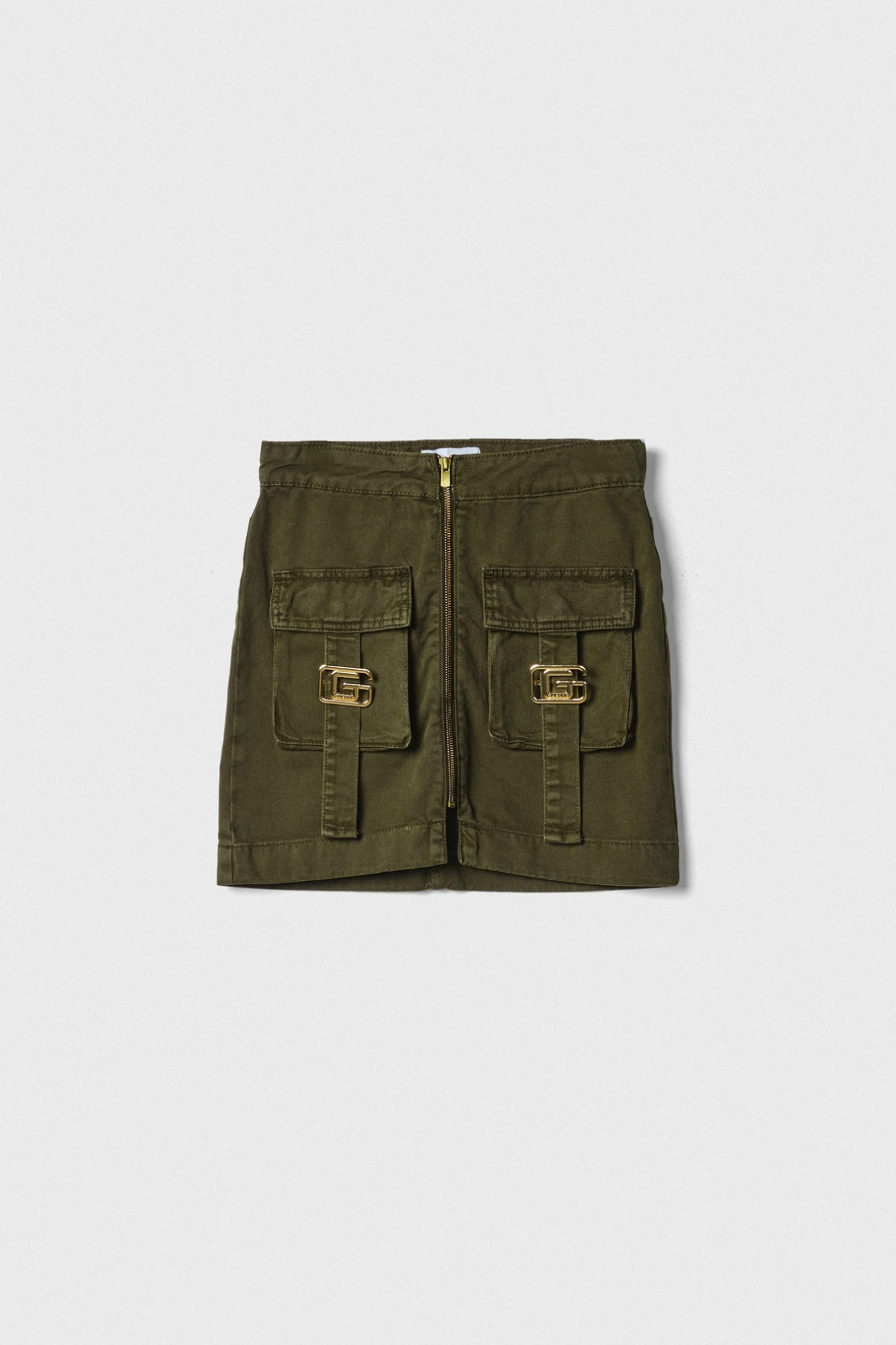 Mini-Gonna Cargo Bull Denim Verde Militare