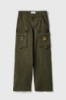 Pantalone Straight Cargo Bull Denim Verde Militare