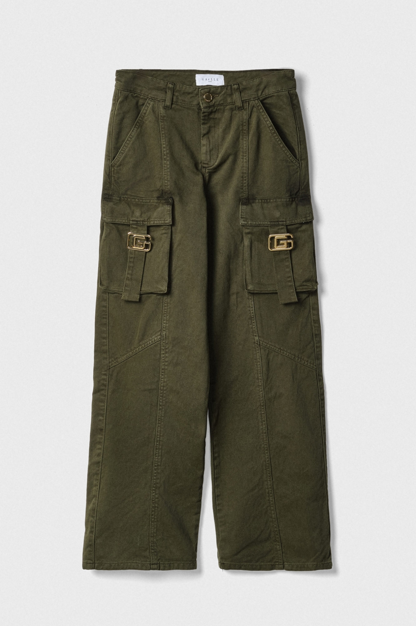 Pantalone Straight Cargo Bull Denim Verde Militare