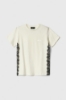 T-Shirt Paricollo Mezza Manica Con Inserti In Pizzo Off White