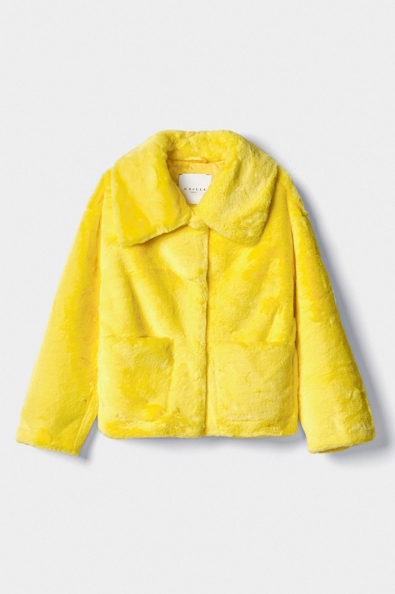 Cappotto Corto In Ecofur Giallo