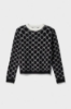 Pullover Girocollo Con All Over Intarsio Nero