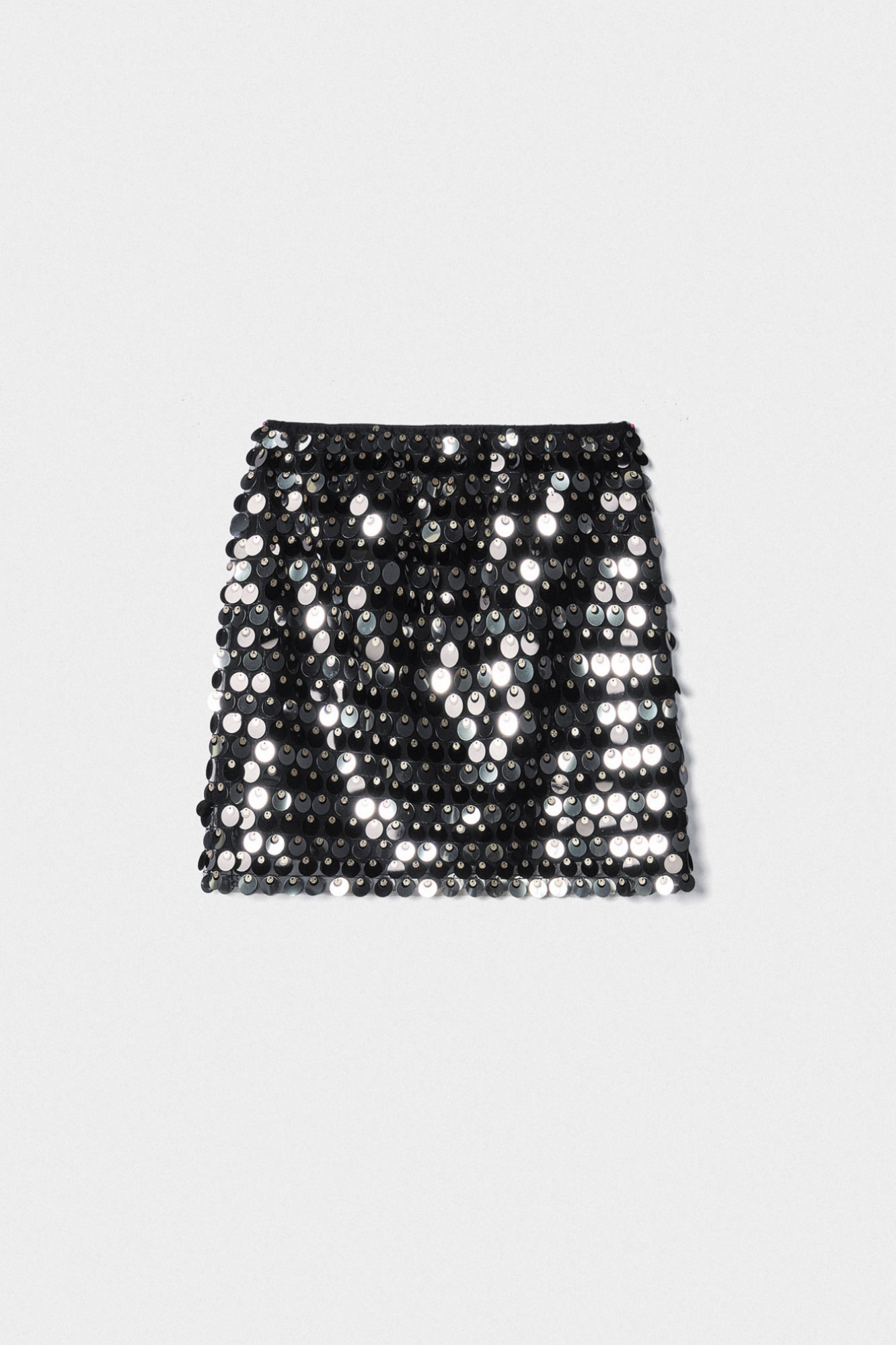 Gonna Mini In Paillettes Nero Argento